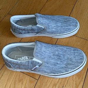 Vans Slip-On Athletic Shoes in Heather Gray and White